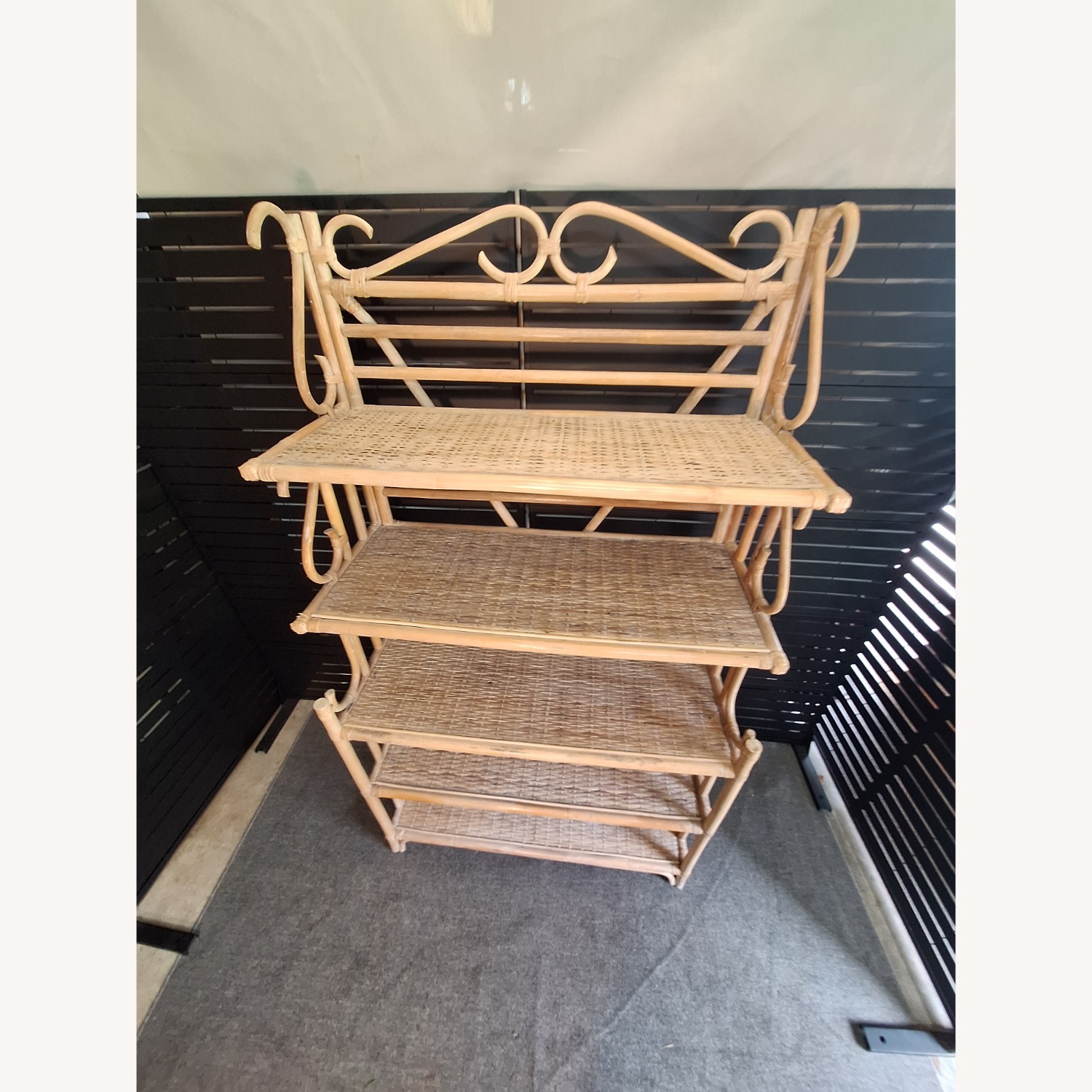 1970s Bamboo Rattan and Cane Etagere  - image-11