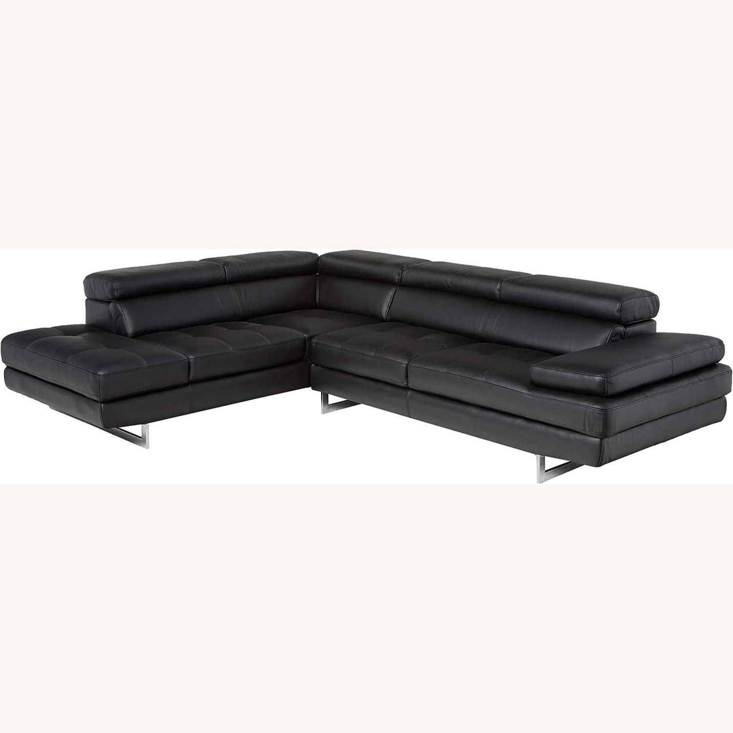 Black Leather Sectional Adjustable Head Arm Rest - image-2