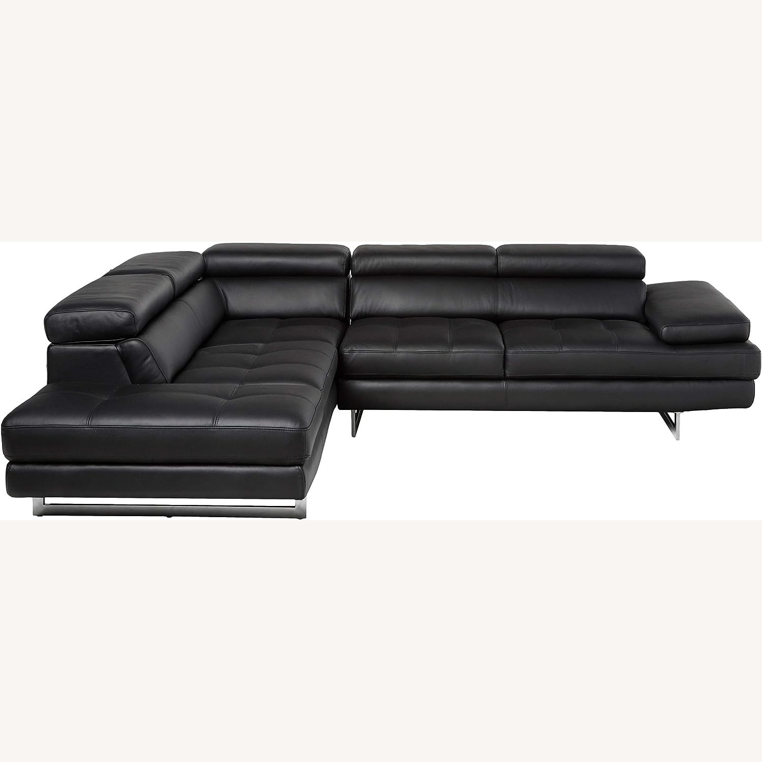 Black Leather Sectional Adjustable Head Arm Rest - image-1