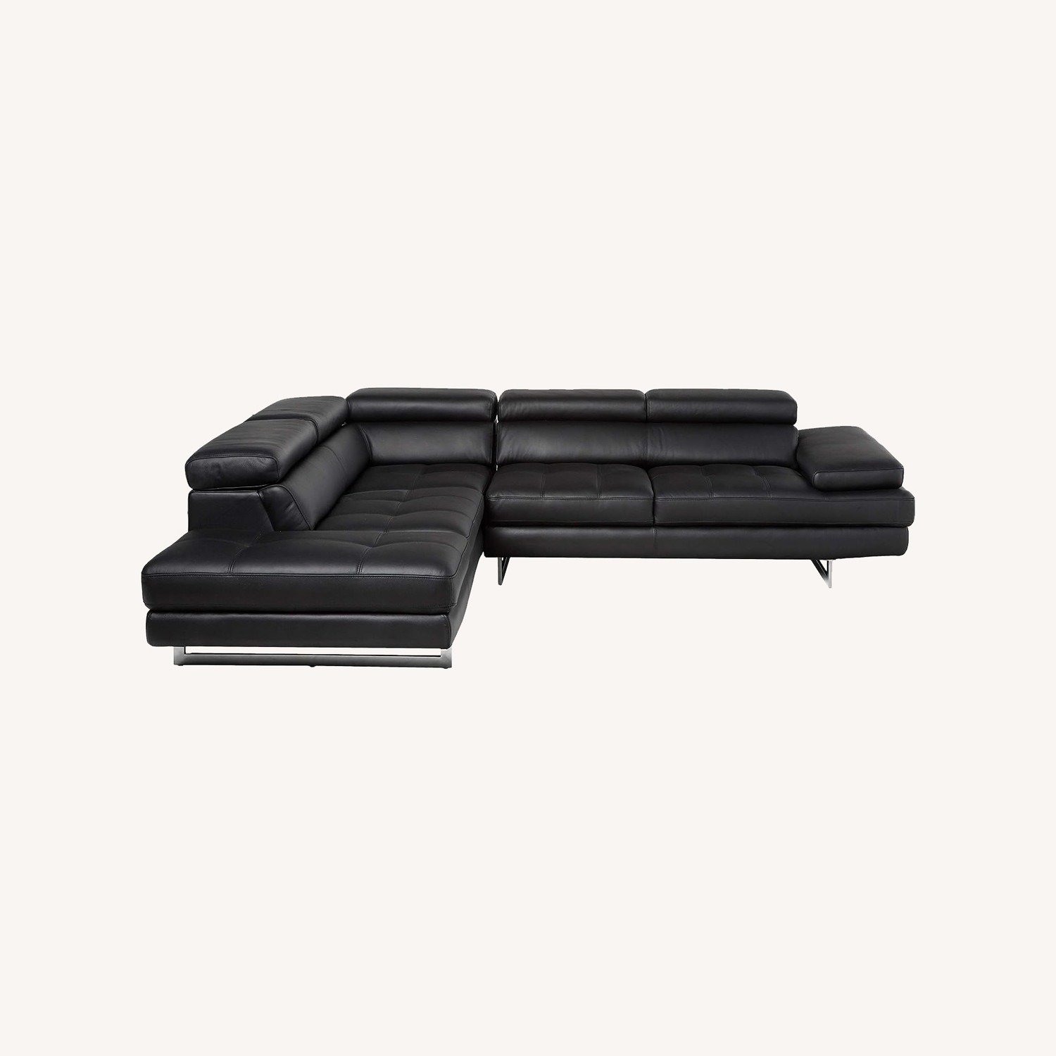 Black Leather Sectional Adjustable Head Arm Rest - image-6