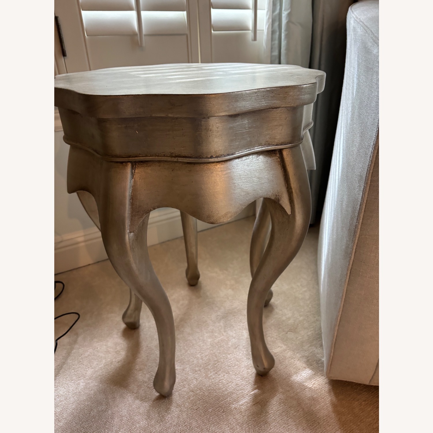 Ethan Allen Five Leg Accent Table, Silver Leaf - image-3