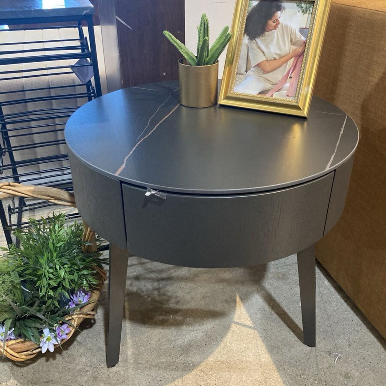 Modloft Warren Black Granite Quartz Side Table - image-3