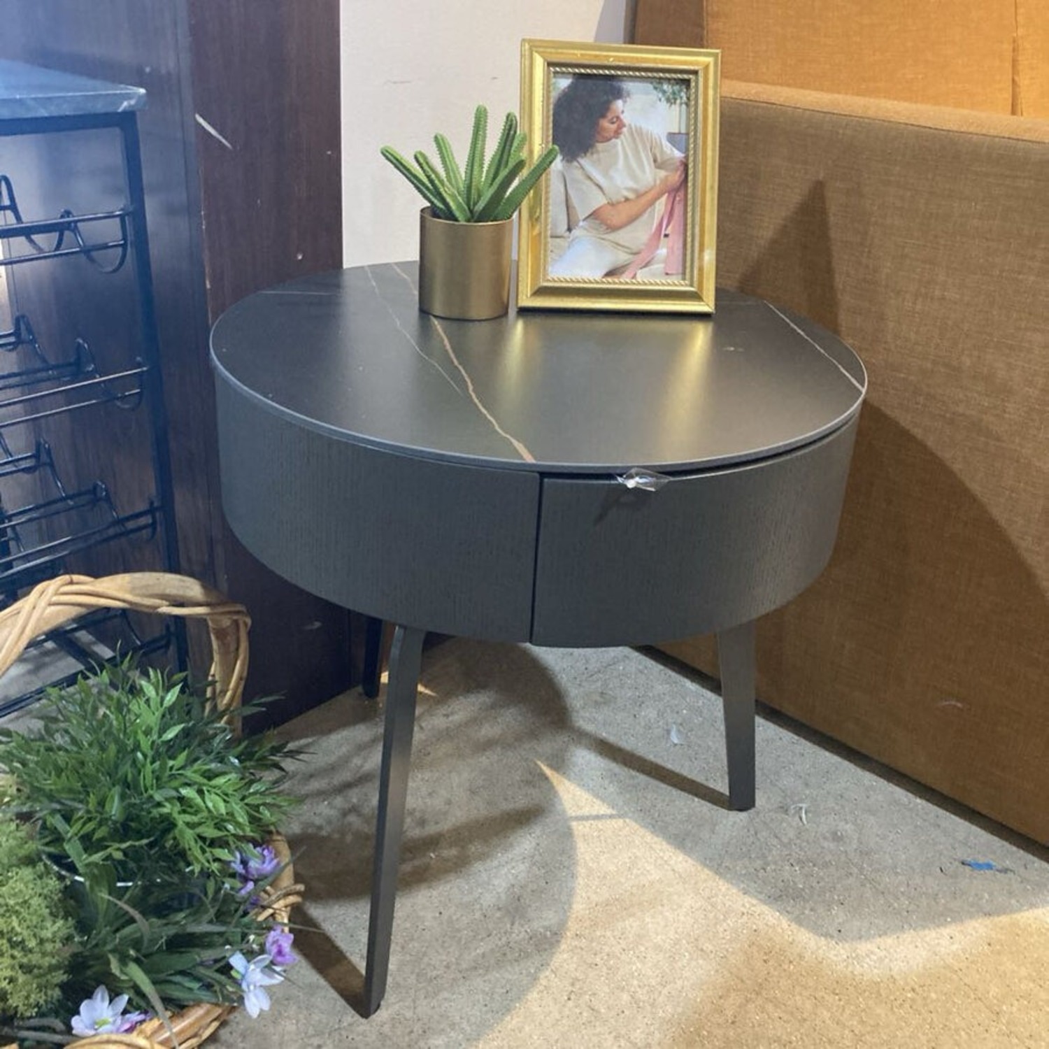 Modloft Warren Black Granite Quartz Side Table - image-2