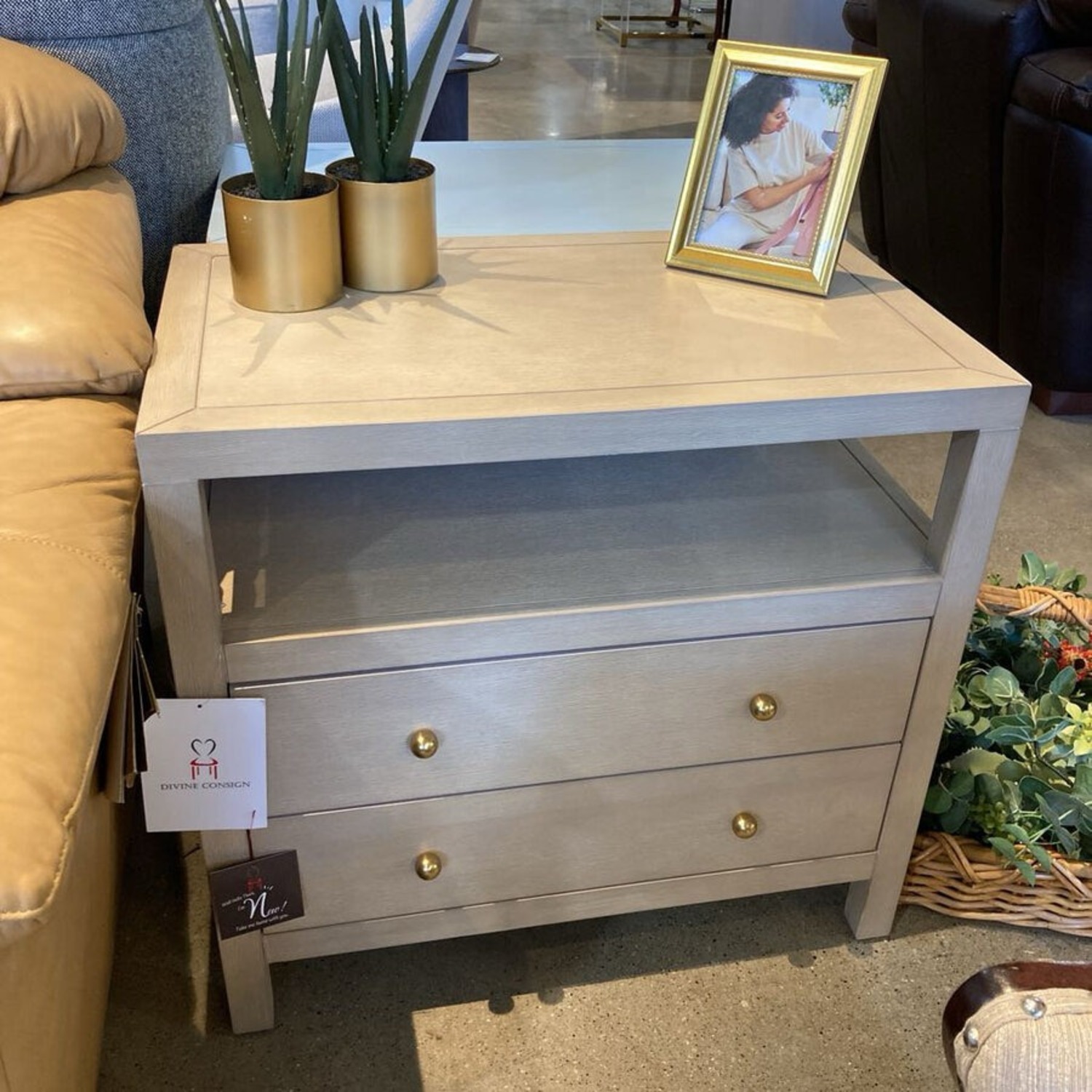 Celine 2-Drawer Nightstand Light Ash/Gold  - image-2