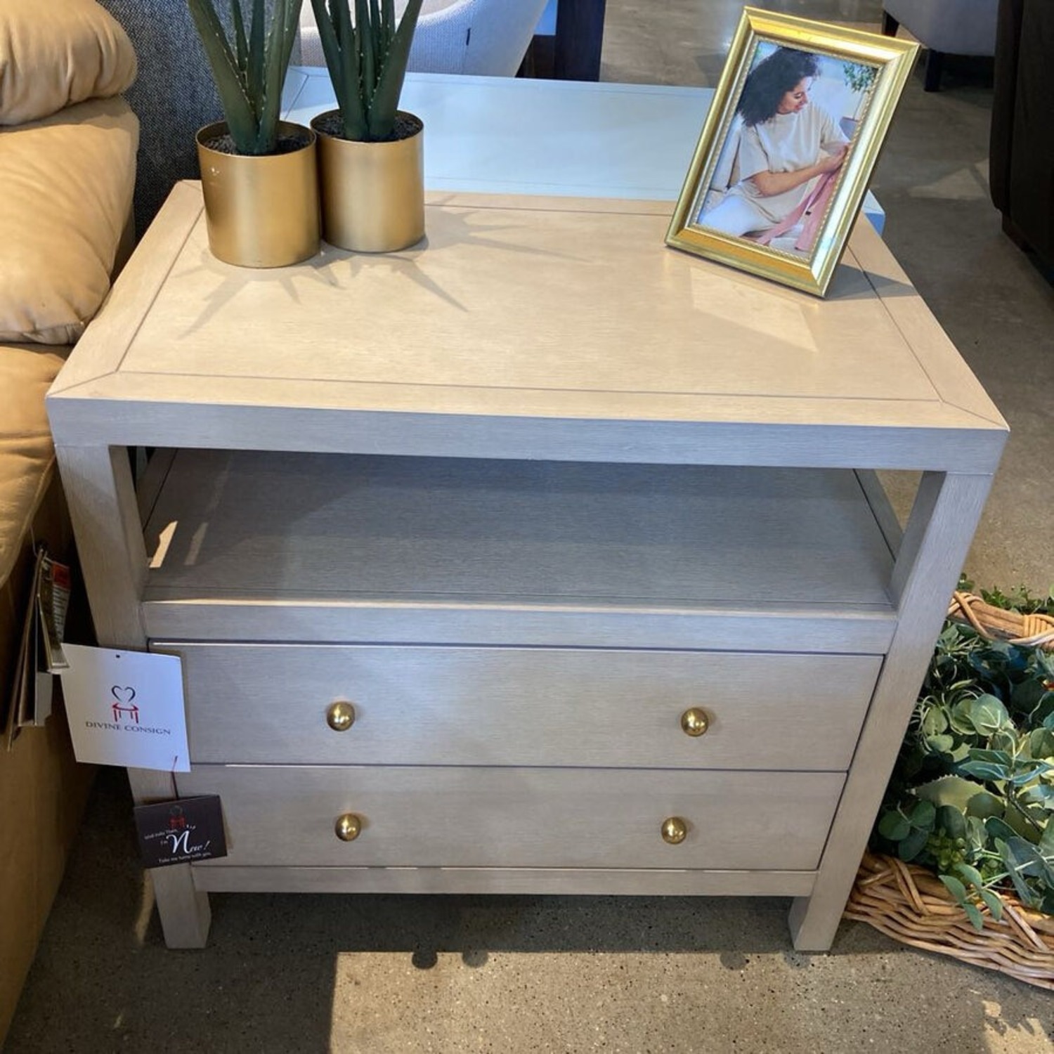 Celine 2-Drawer Nightstand Light Ash/Gold  - image-3