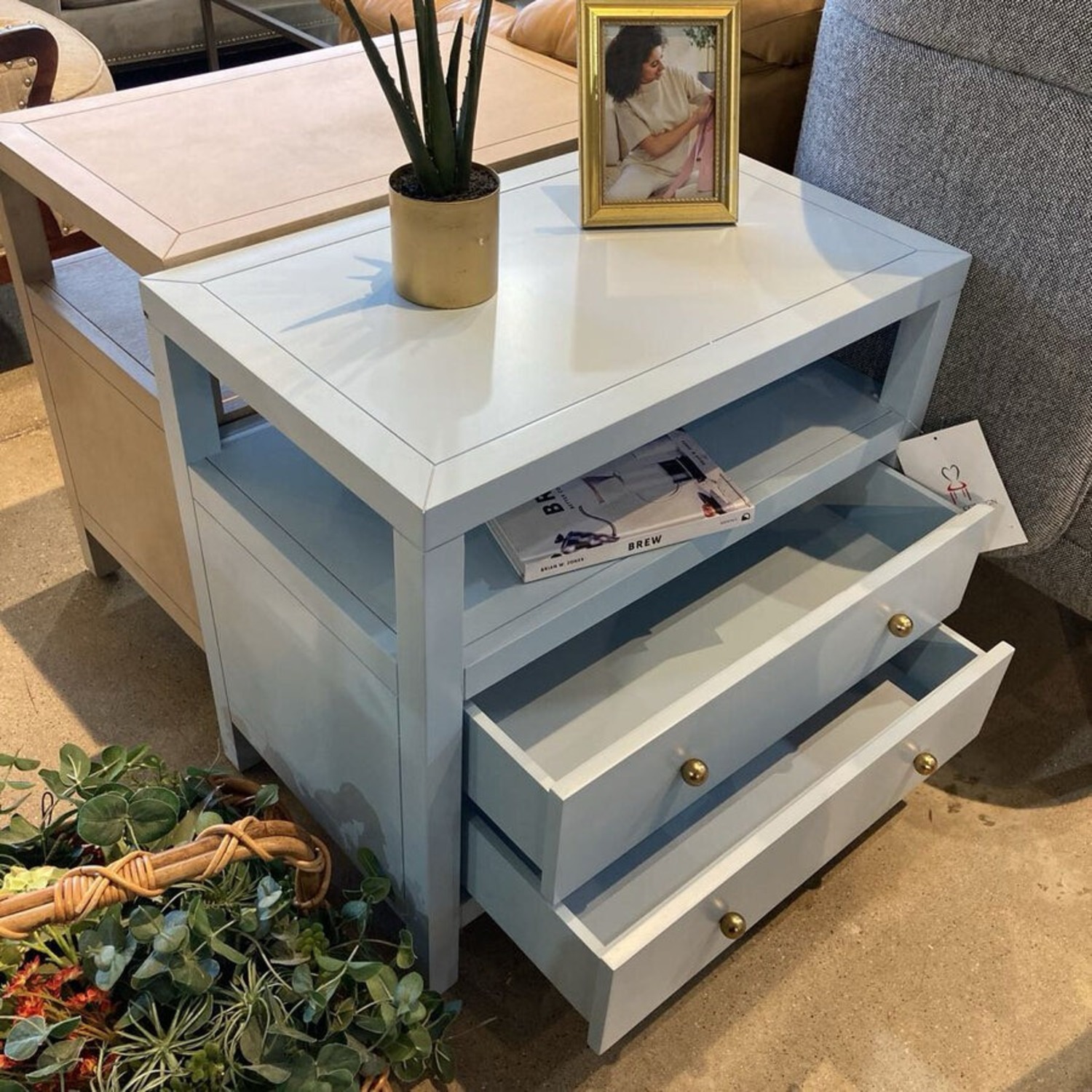 Celine 2-Drawer Nightstand Blue/Gold  - image-7