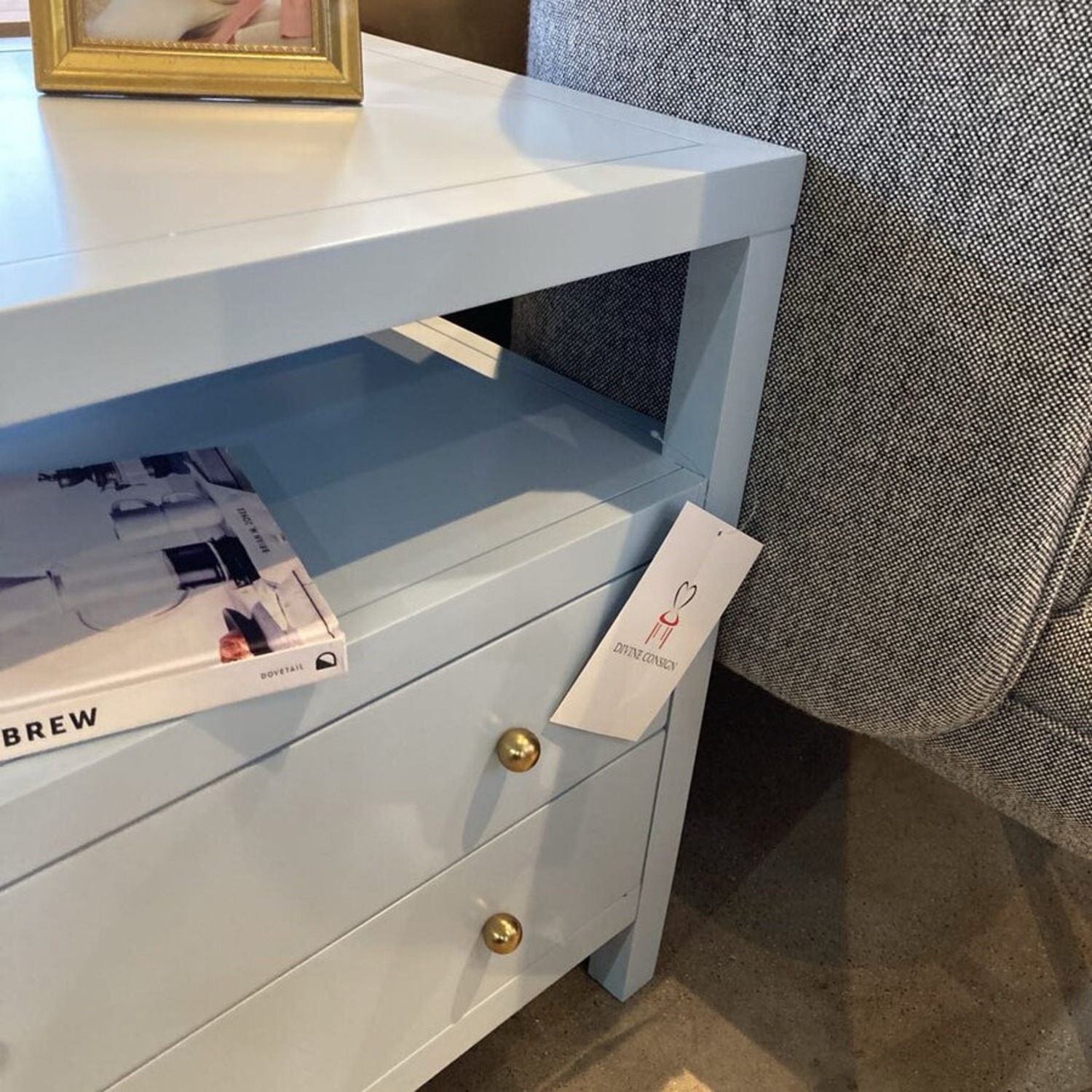 Celine 2-Drawer Nightstand Blue/Gold  - image-5