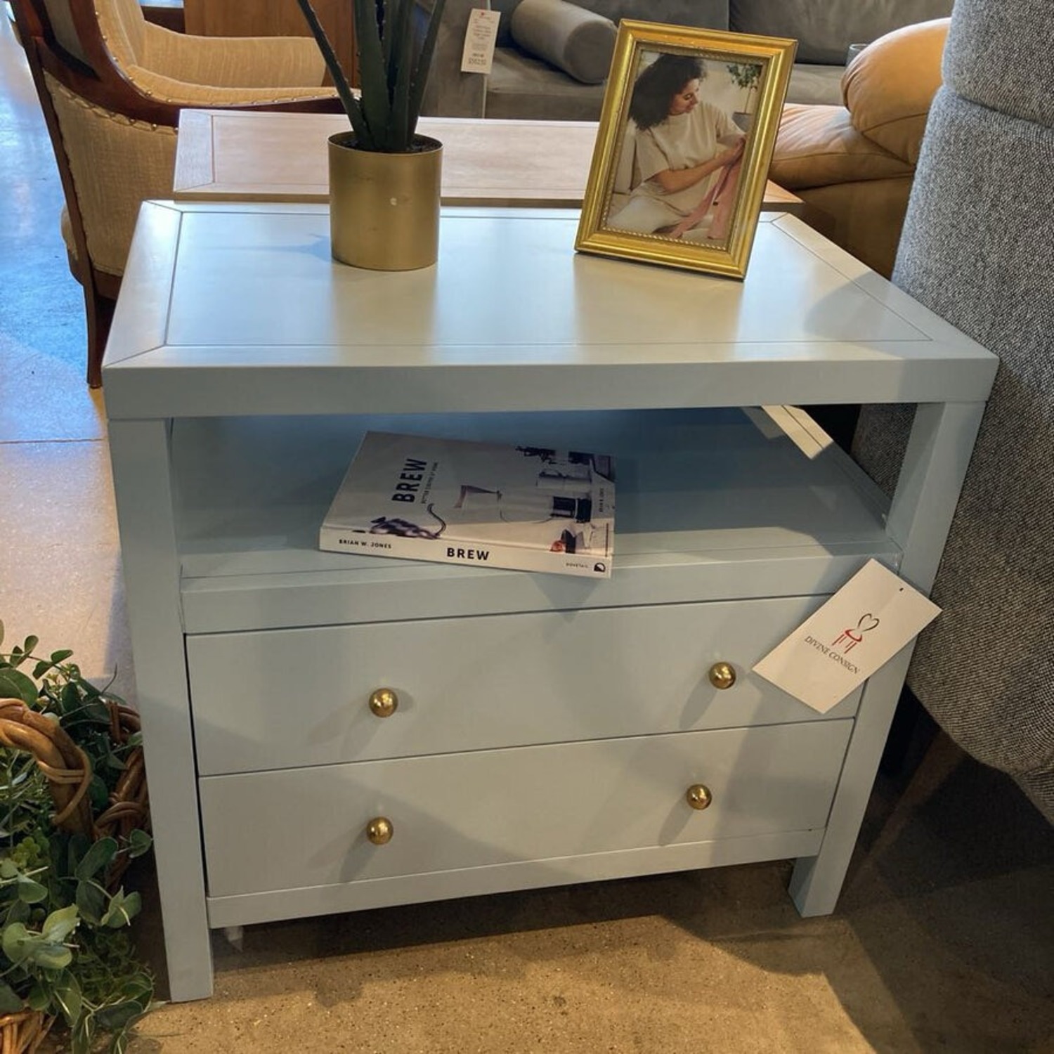 Celine 2-Drawer Nightstand Blue/Gold  - image-3