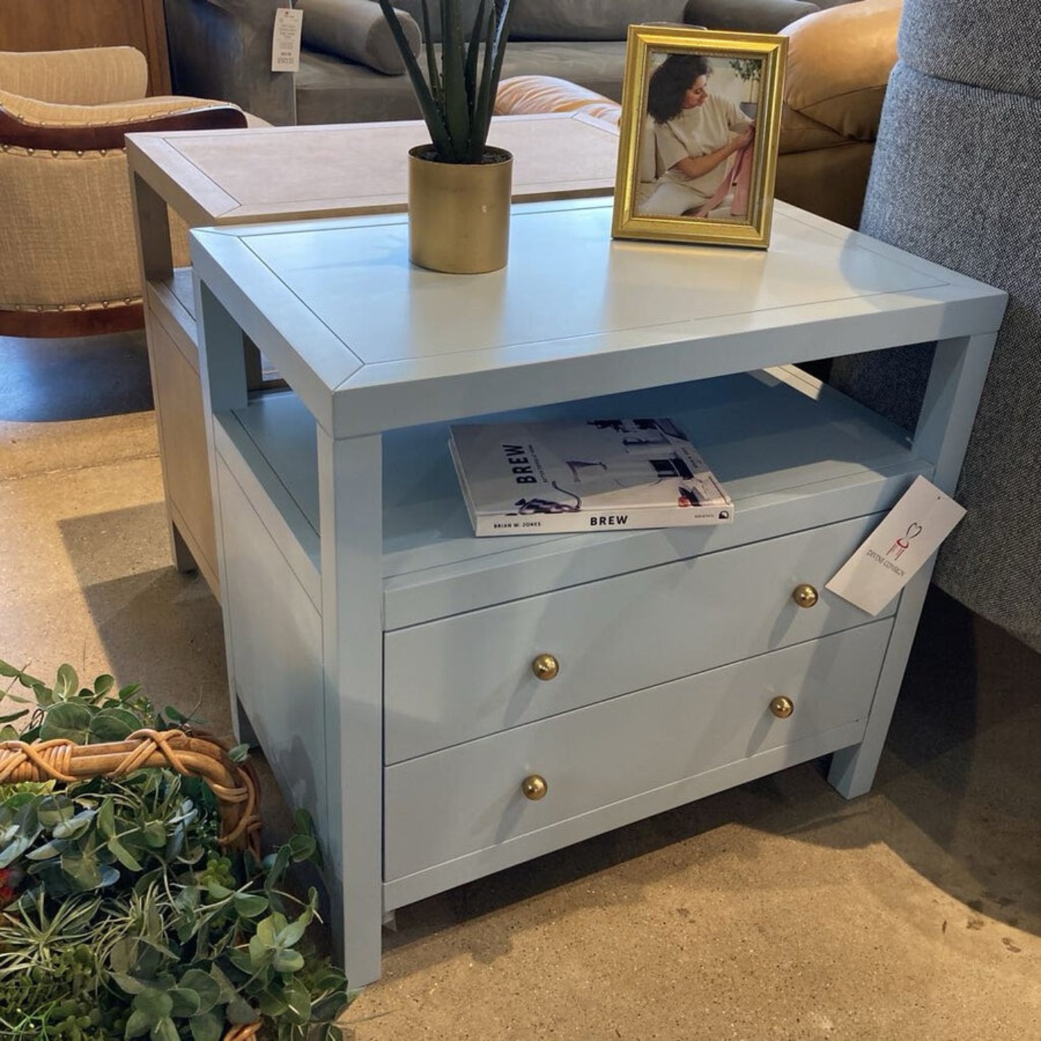 Celine 2-Drawer Nightstand Blue/Gold  - image-2