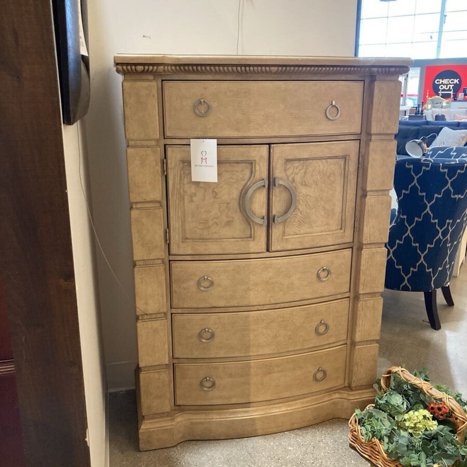 Vintage Solid Wood Tall 4-Drawer Chest Dresser - image-2