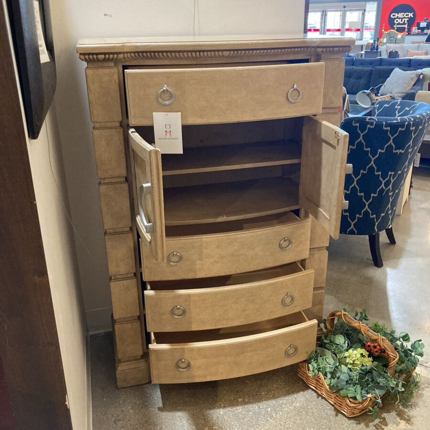 Vintage Solid Wood Tall 4-Drawer Chest Dresser - image-5