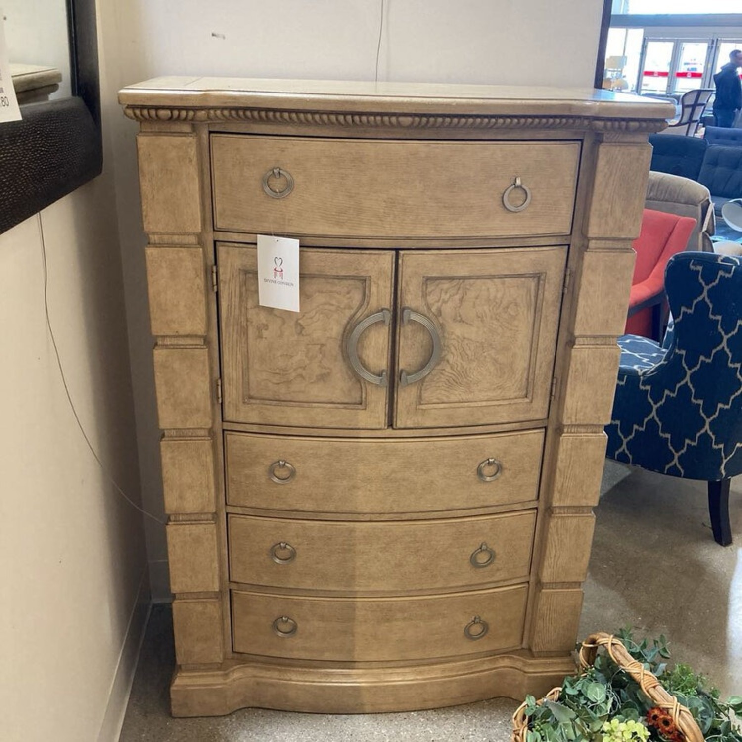 Vintage Solid Wood Tall 4-Drawer Chest Dresser - image-3