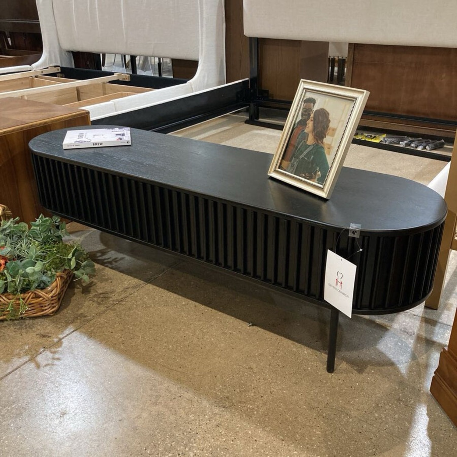 MCM Fluted Tv Stand Media Console Black - image-2