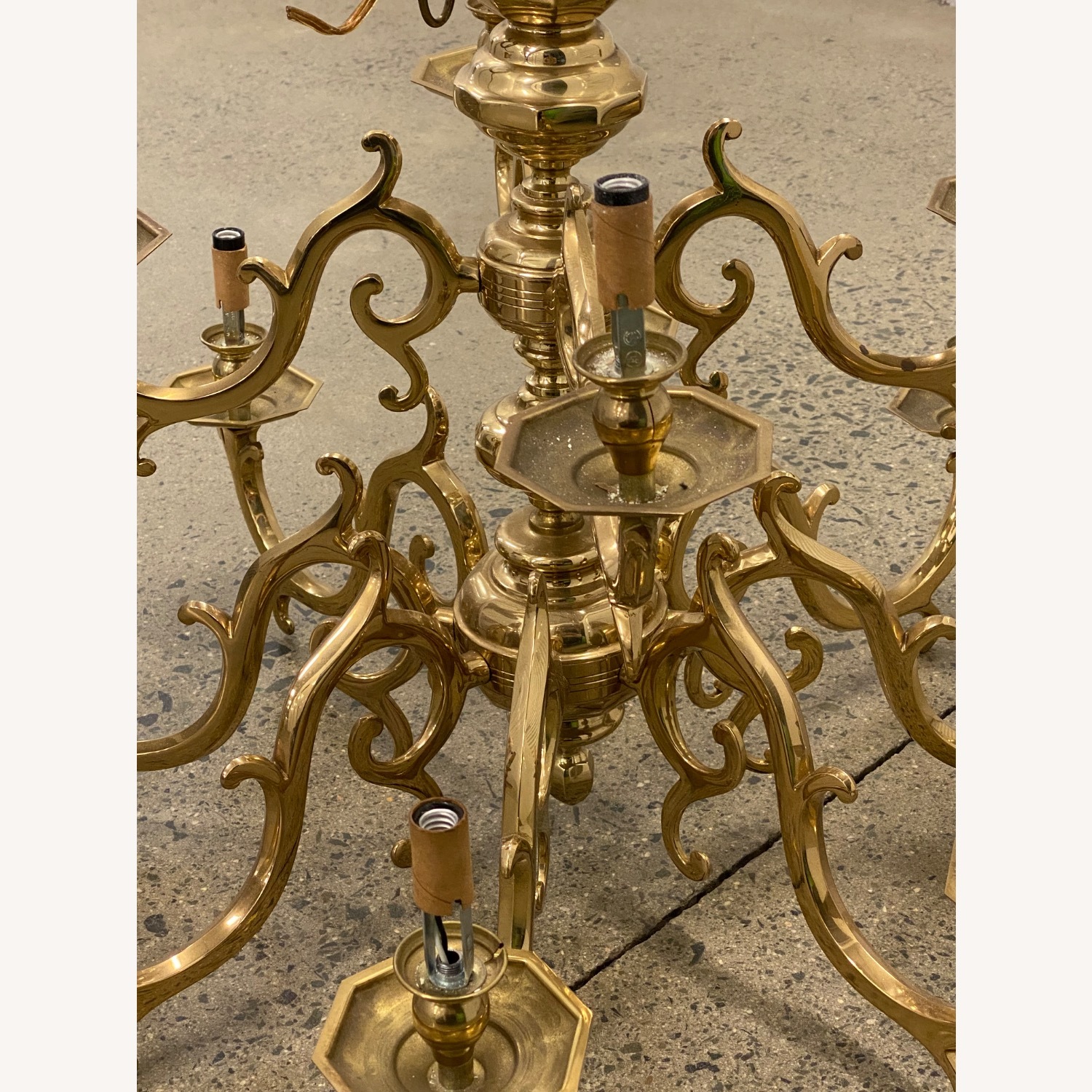 Circa 1910 Vintage/Antique Gold Brass Ceiling Lamp - image-4