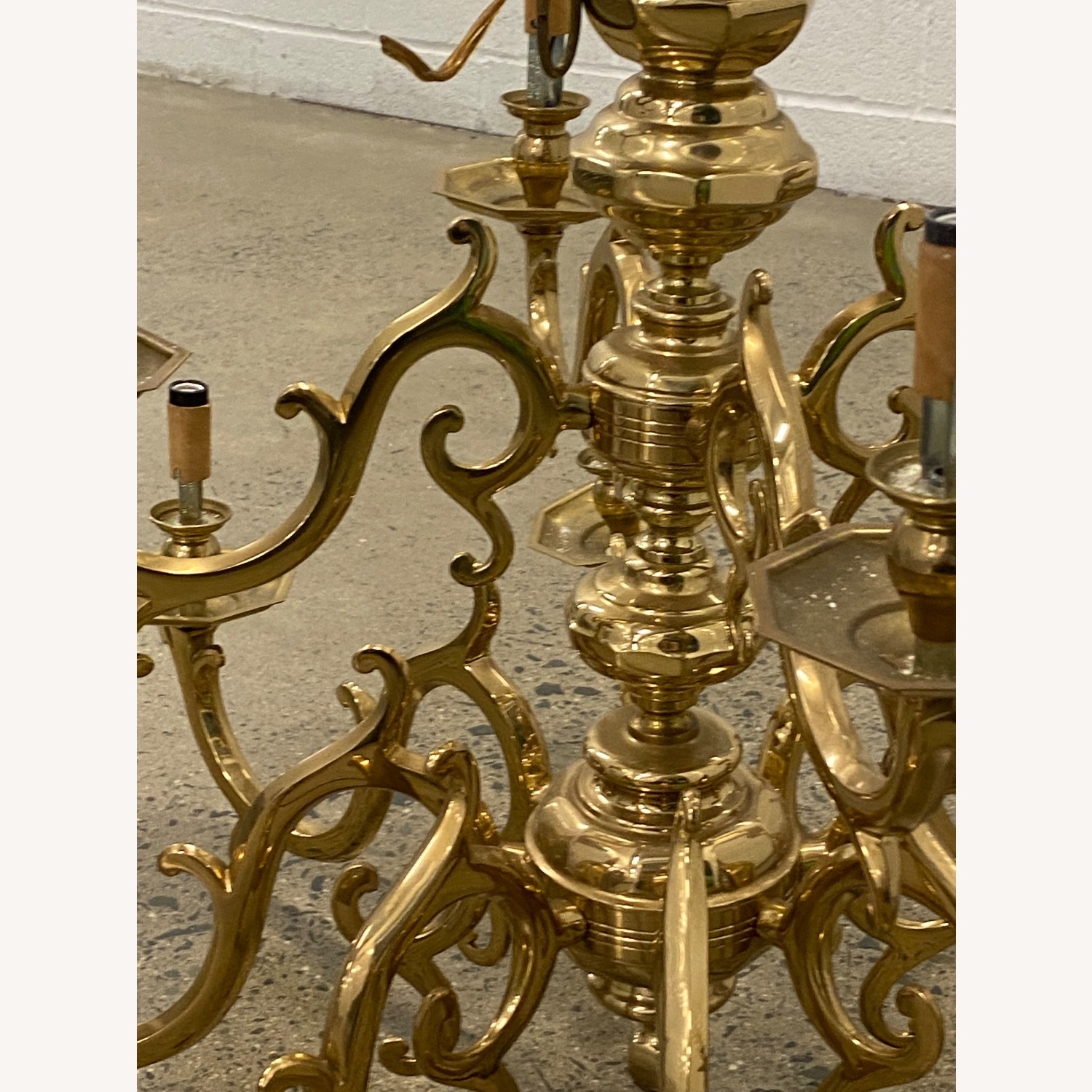 Circa 1910 Vintage/Antique Gold Brass Ceiling Lamp - image-3