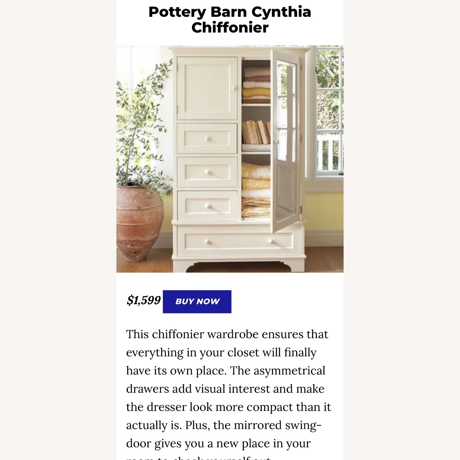 Pottery Barn Cynthia Chiffonier Armoire - image-6