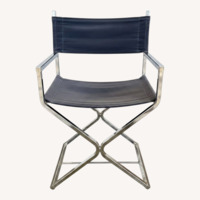 Mid Century Chrome Directors Chairs Black Velvet 
