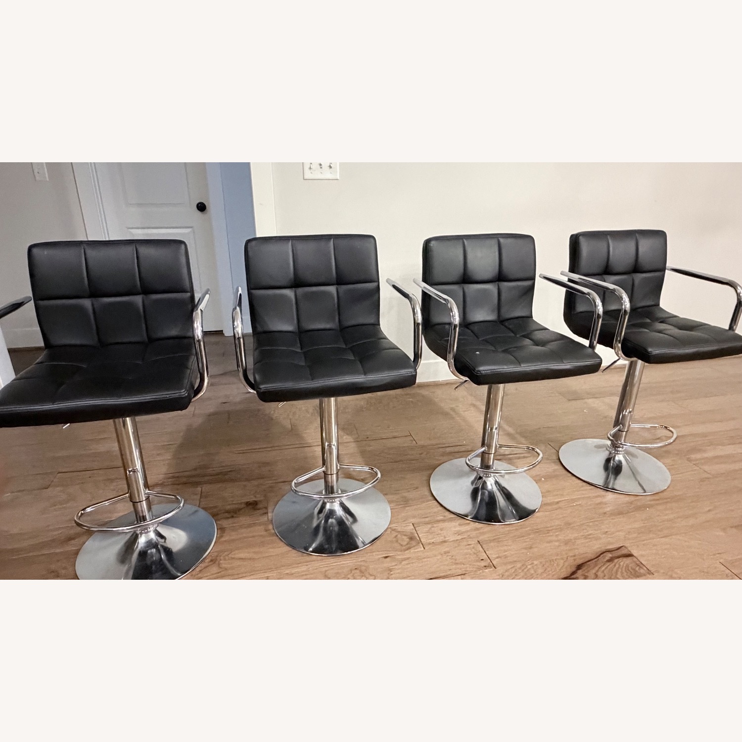 Black Leather Stools - image-5