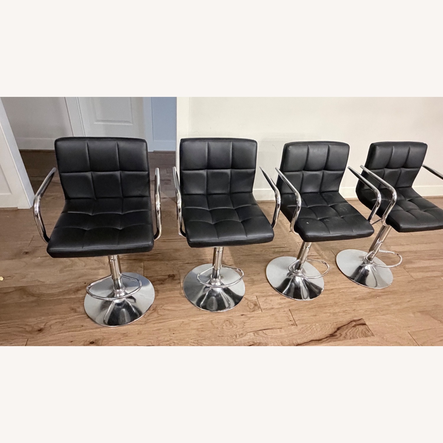 Black Leather Stools - image-4