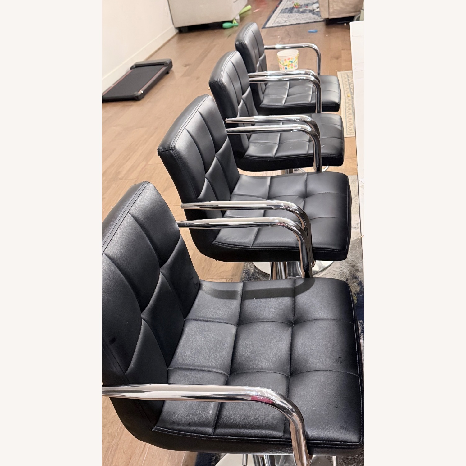 Black Leather Stools - image-2