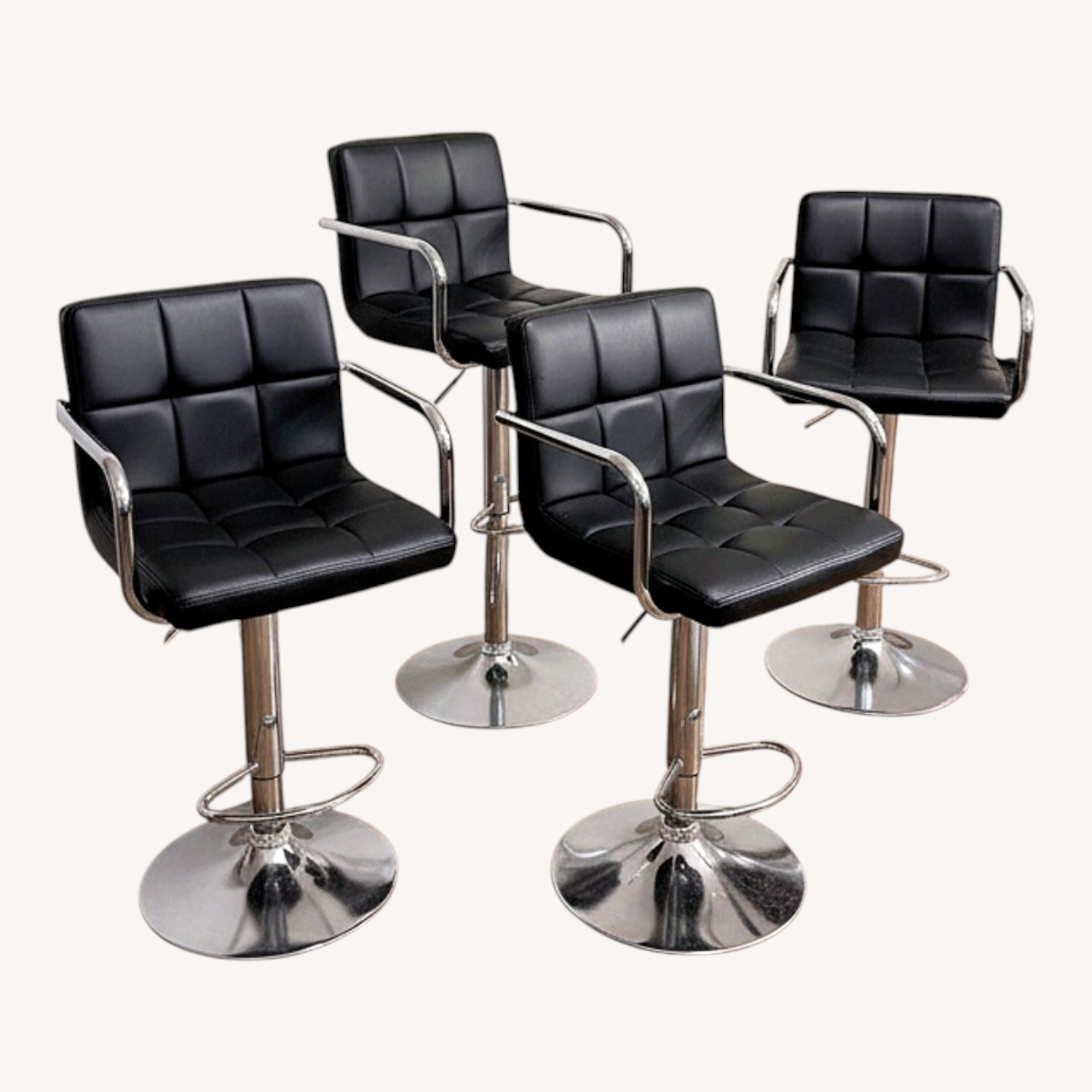 Black Leather Stools - image-0