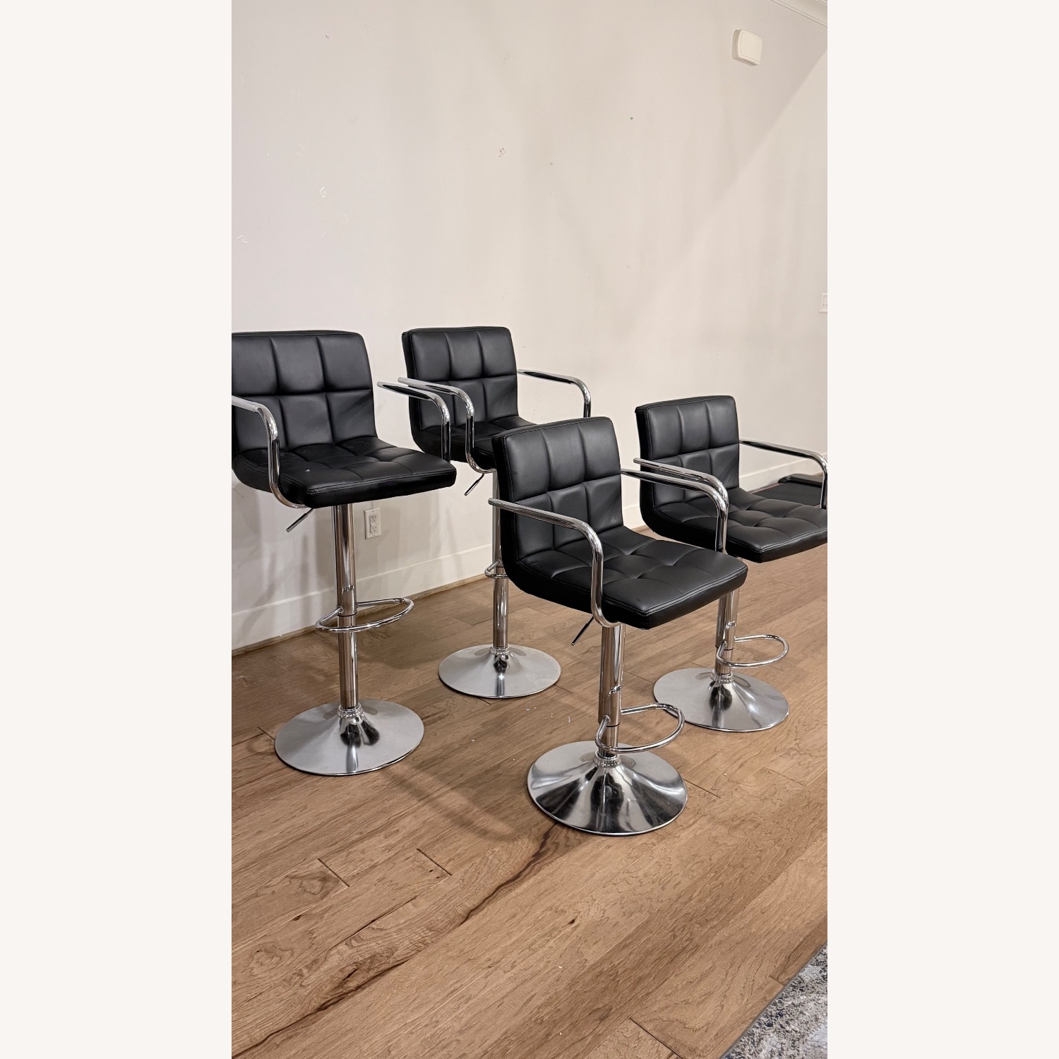 Black Leather Stools - image-1