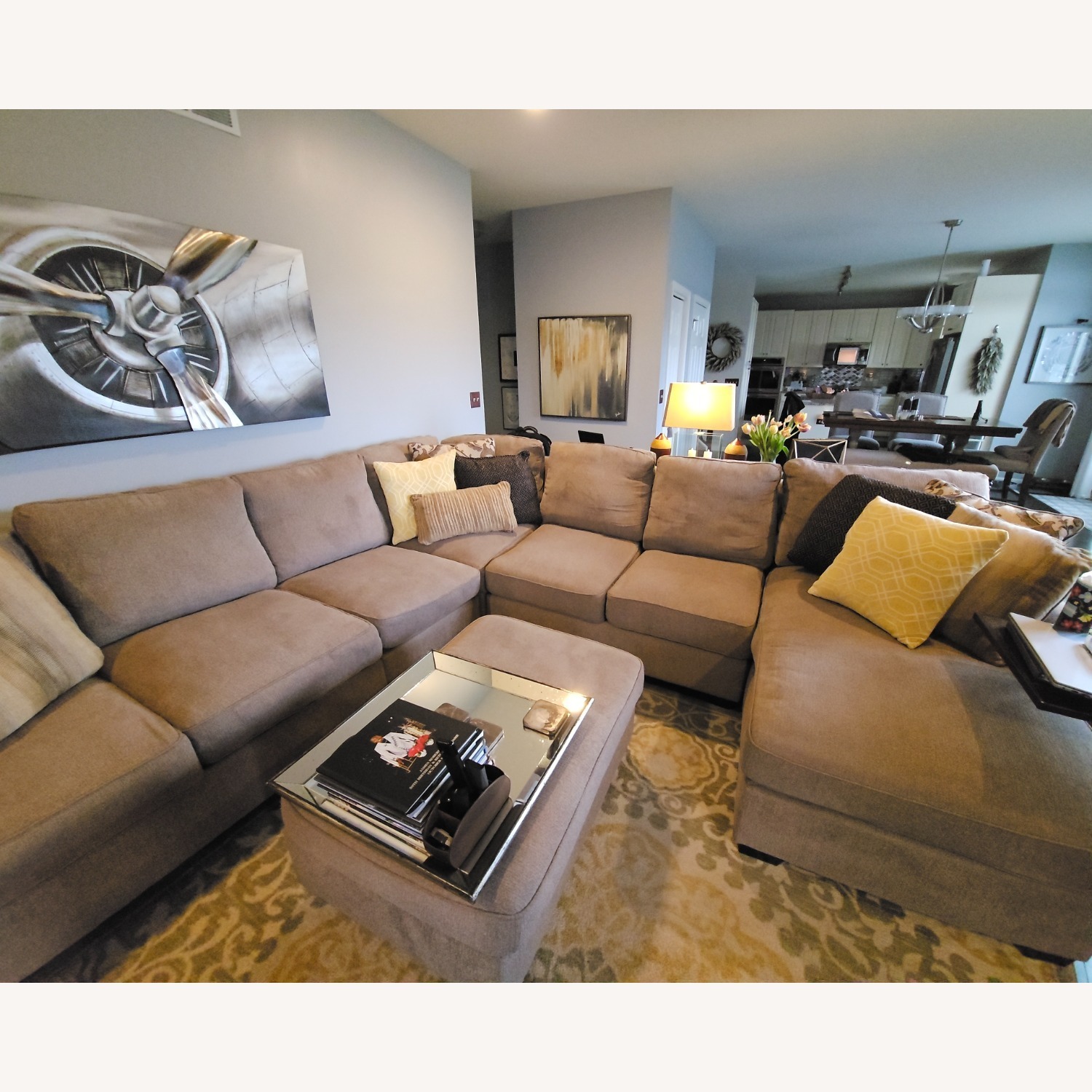 Skylar Light Brown Fabric 3+ Piece Sectional - image-2