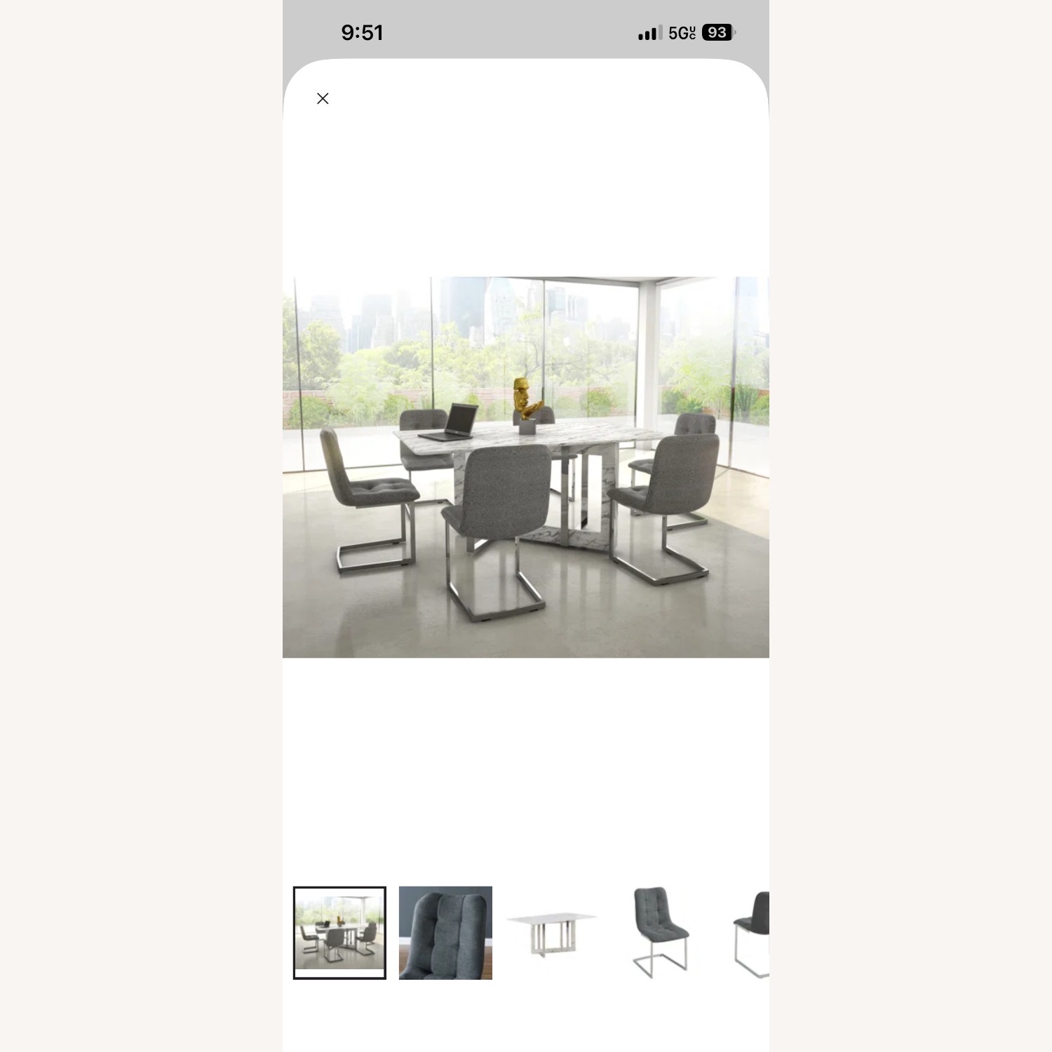 All Modern Faux Marble Large Dining Table - image-3