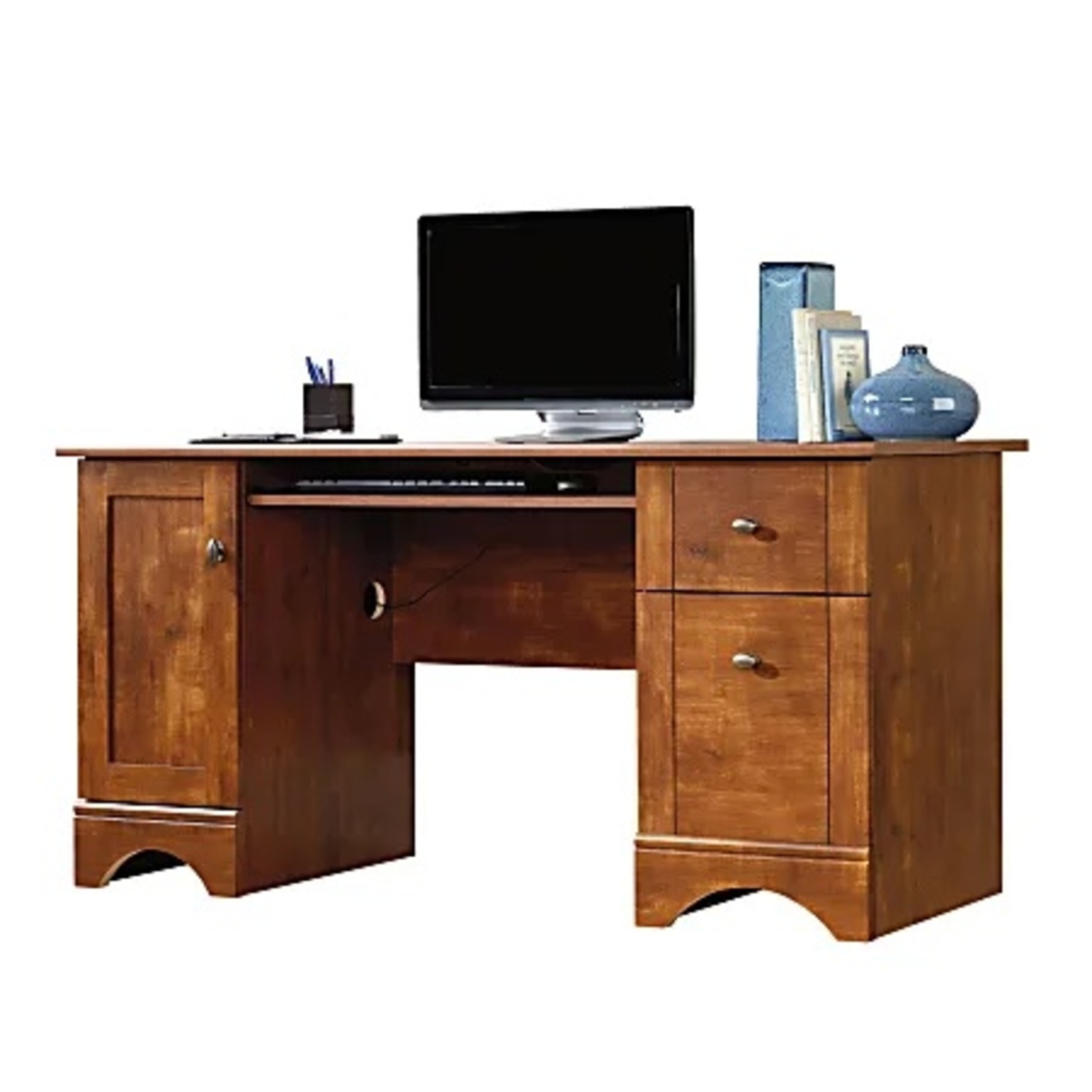 Sauder Dark Brown Wood Desk - image-6