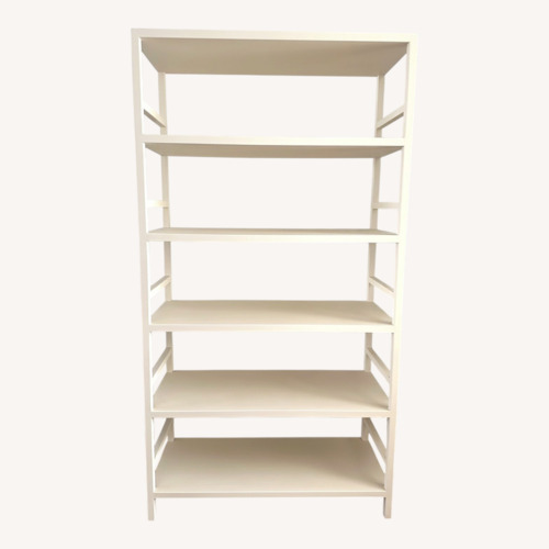Used Made Goods Cream Faux Raffia Bookcase for sale on AptDeco
