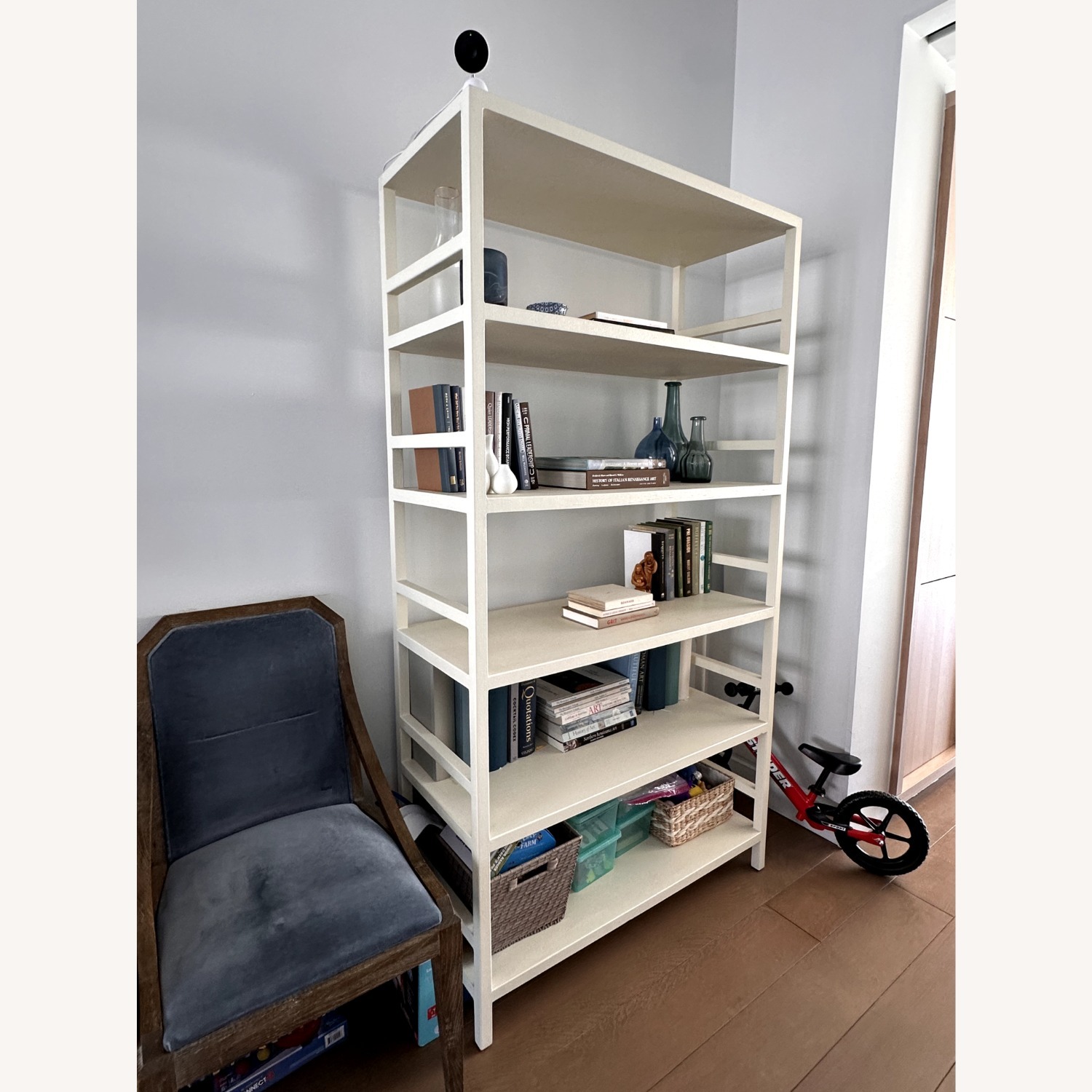 Made Goods Cream Faux Raffia Bookcase - image-4