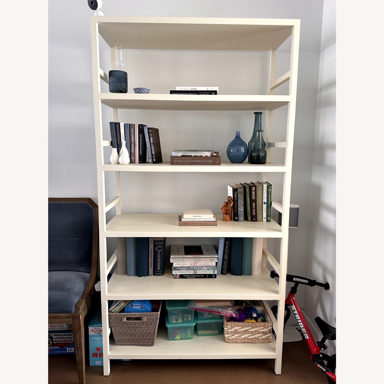 Made Goods Cream Faux Raffia Bookcase - image-3