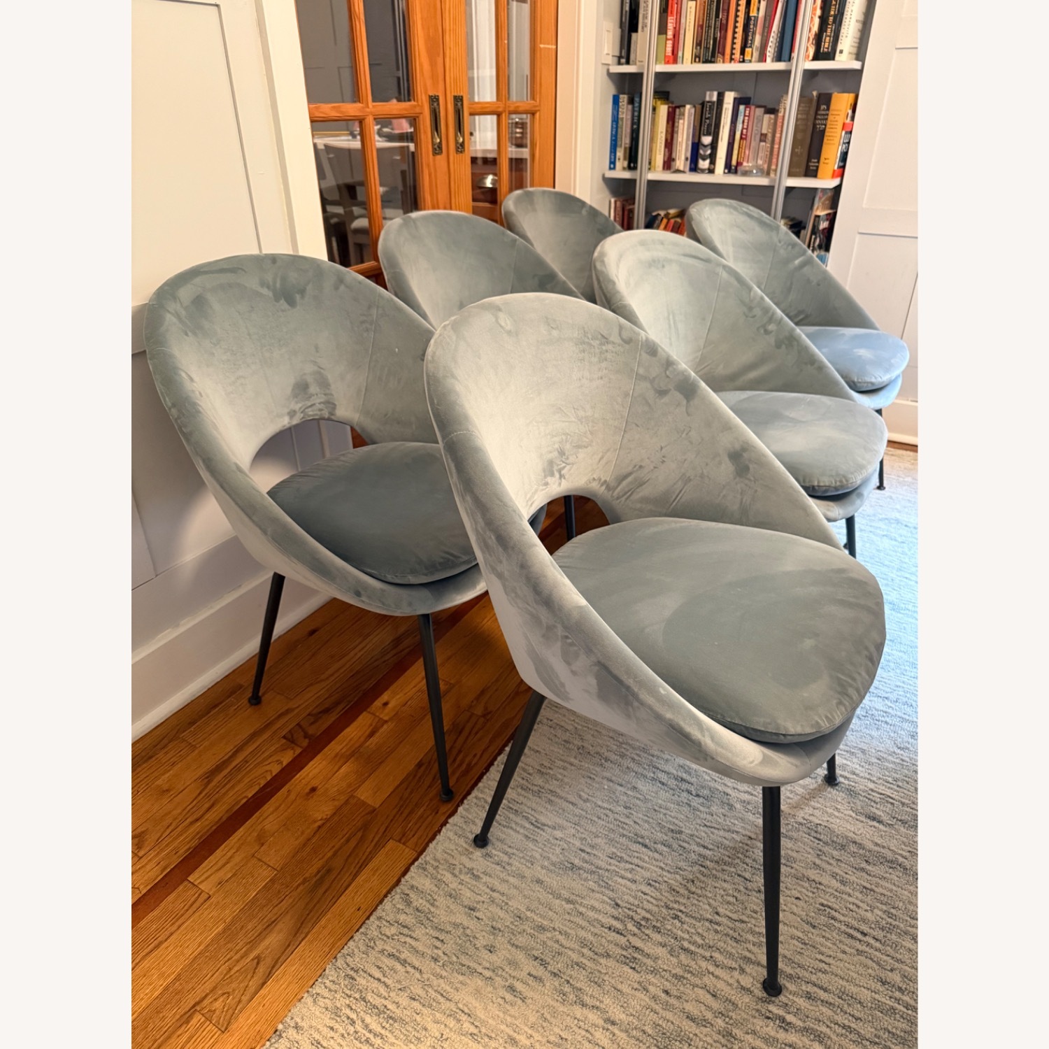 West Elm Orb Blue Velvet Dining Chairs - image-5