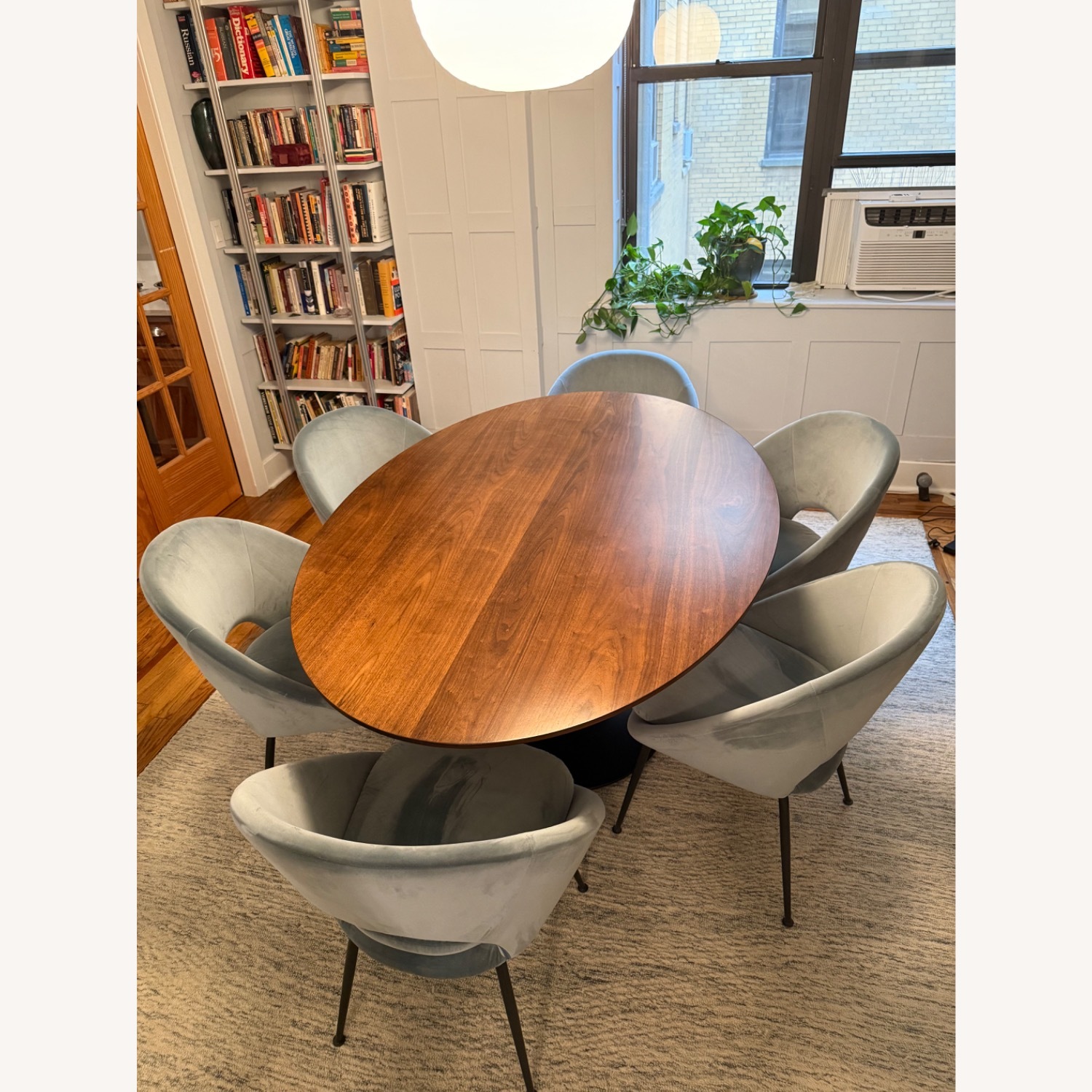 West Elm Orb Blue Velvet Dining Chairs - image-7