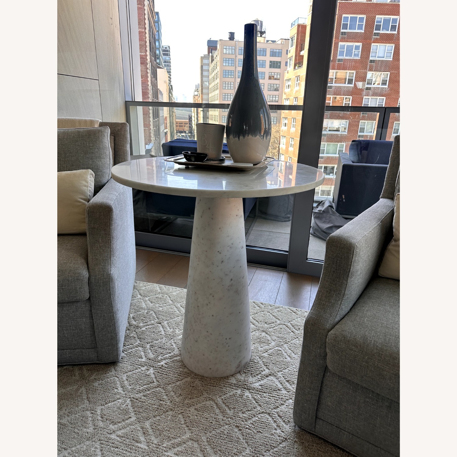 Solid Marble Round Side Table - image-6