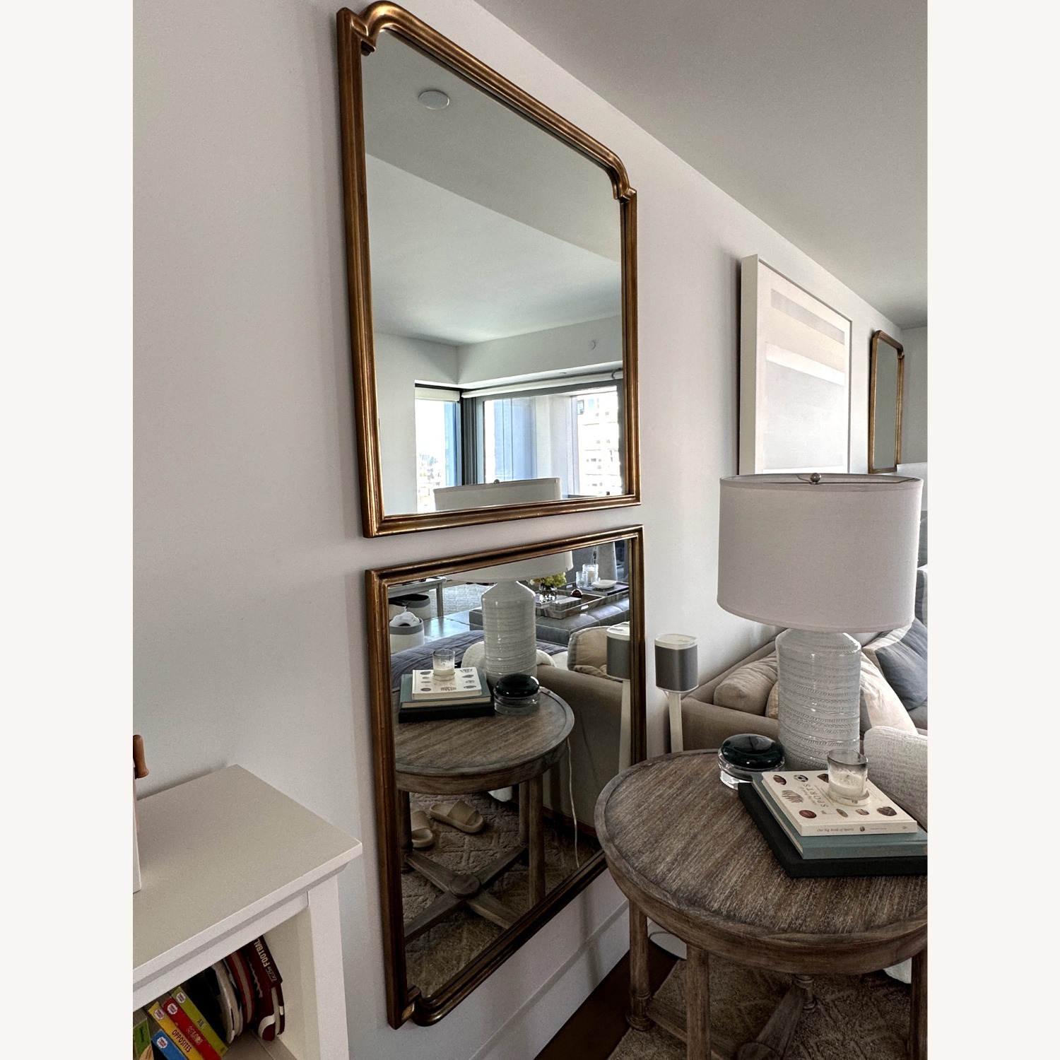 Pair of Anthropologie Brass Wall Mirrors - image-1