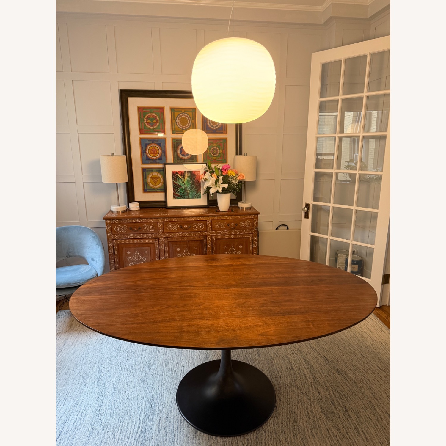 Williams Sonoma Dark Brown Tulip Pedestal Dining Table - image-7