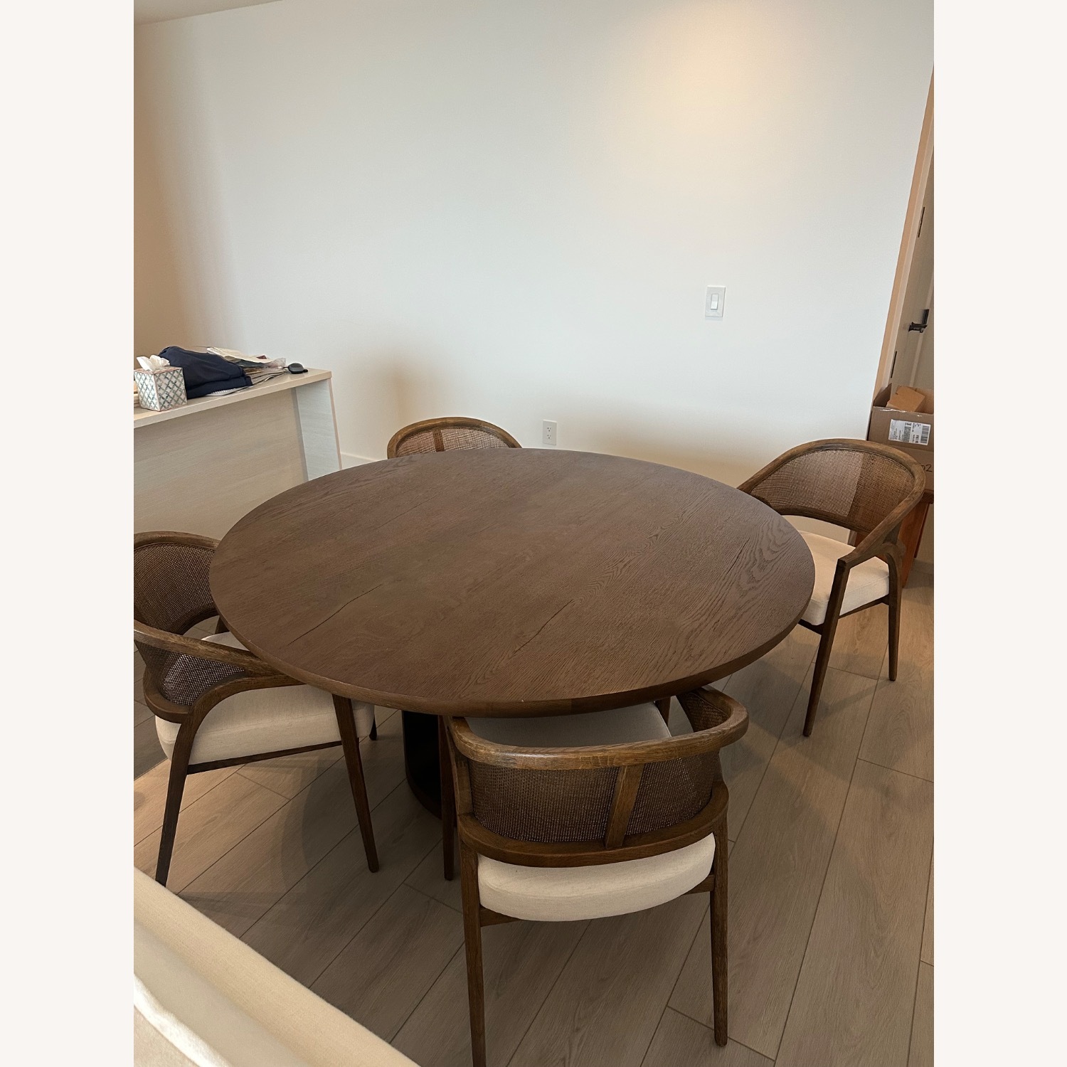 Restoration Hardware Dark Brown Oslo Open Round Dining Table - image-1