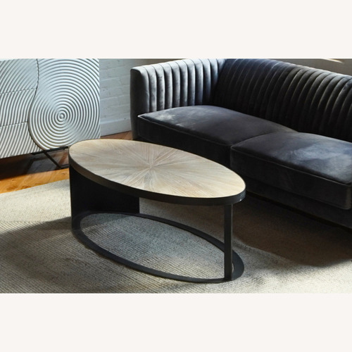 Used Ellipse White Wood Coffee Table for sale on AptDeco