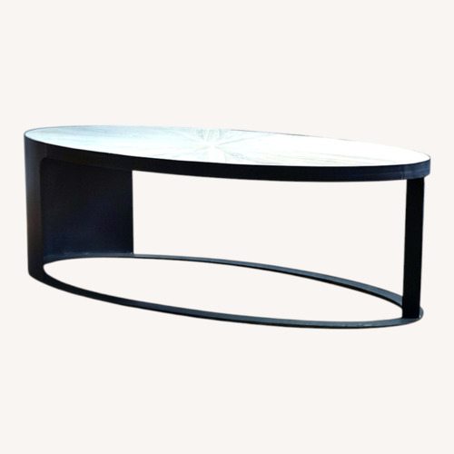 Used Ellipse White Wood Coffee Table for sale on AptDeco