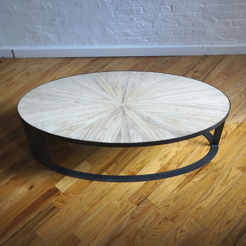 Used Ellipse White Wood Coffee Table for sale on AptDeco