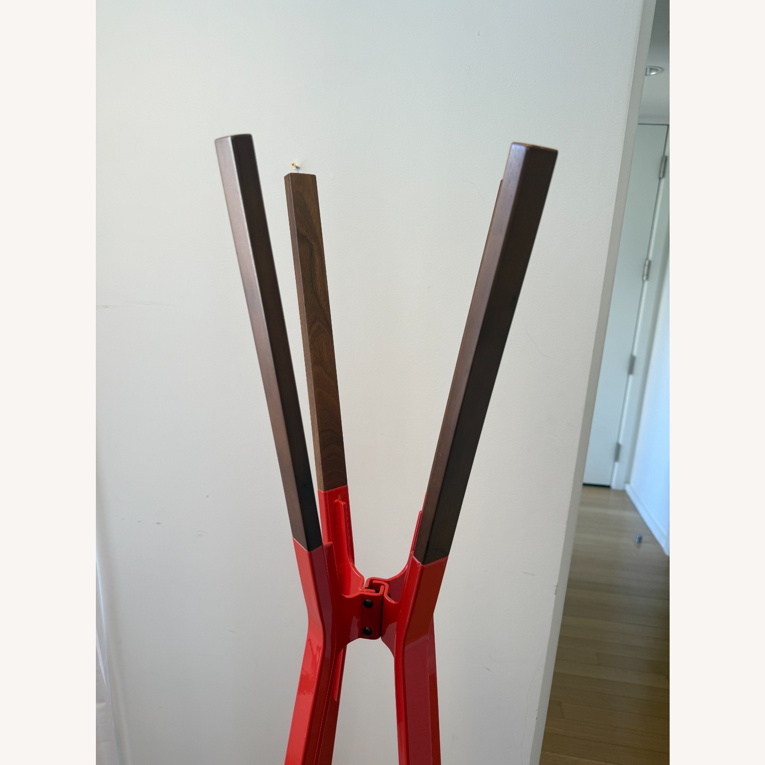 Blu Dot Splash Red Wood Coat Rack - image-3