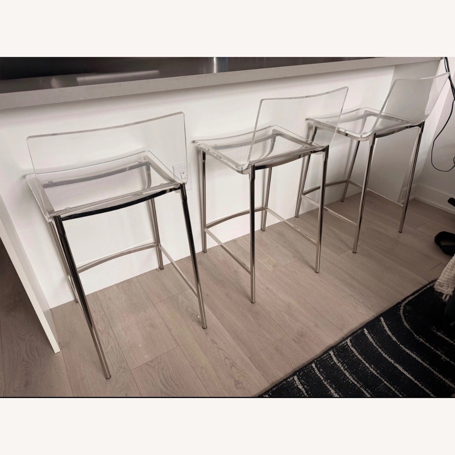 CB2 Chiaro Clear Acrylic Counter Stool with Nickel Legs - image-2