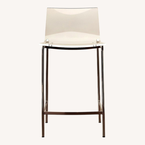 Used CB2 Chiaro Clear Acrylic Counter Stool with Nickel Legs for sale on AptDeco