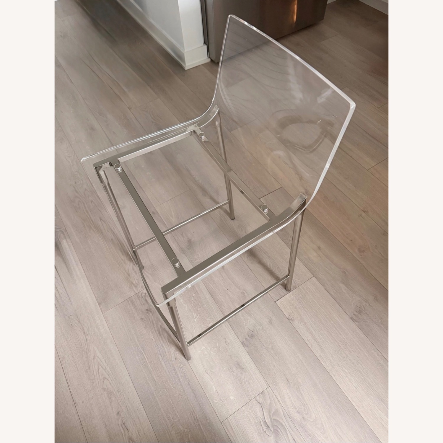 CB2 Chiaro Clear Acrylic Counter Stool with Nickel Legs - image-3