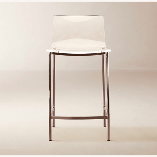 Used CB2 Chiaro Clear Acrylic Counter Stool with Nickel Legs for sale on AptDeco