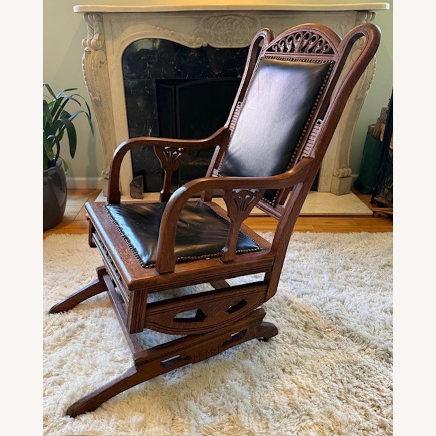 Vintage/Antique Dark Brown Wood Armchair - image-2