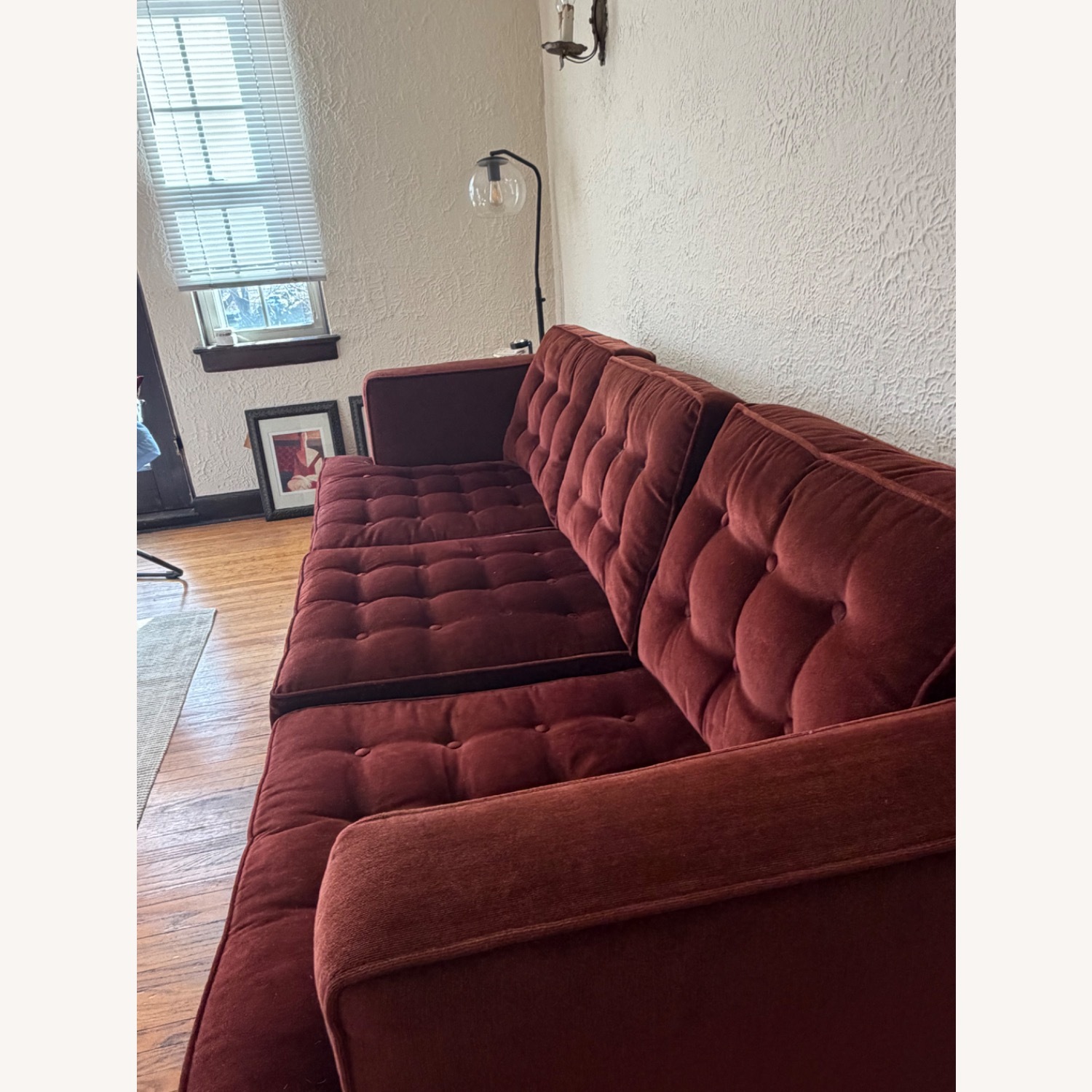 Arhaus Lennox 84" Upholstered Sofa in Carnival Oxblood - image-2