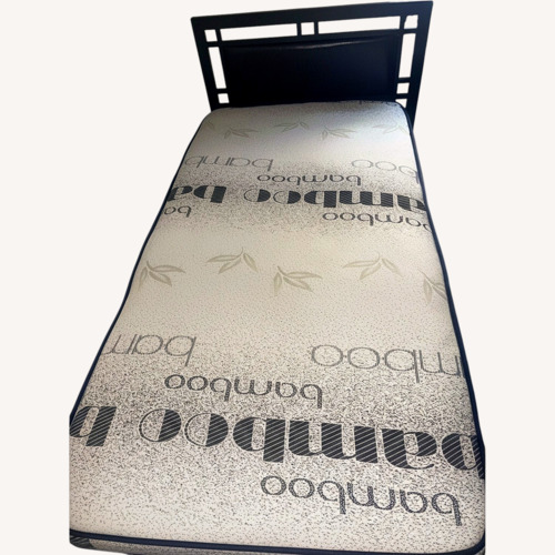 Used Totally Bamboo Black Leather Twin Bed for sale on AptDeco