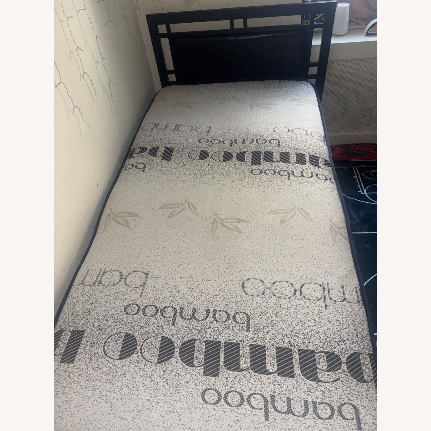 Totally Bamboo Black Leather Twin Bed - image-1